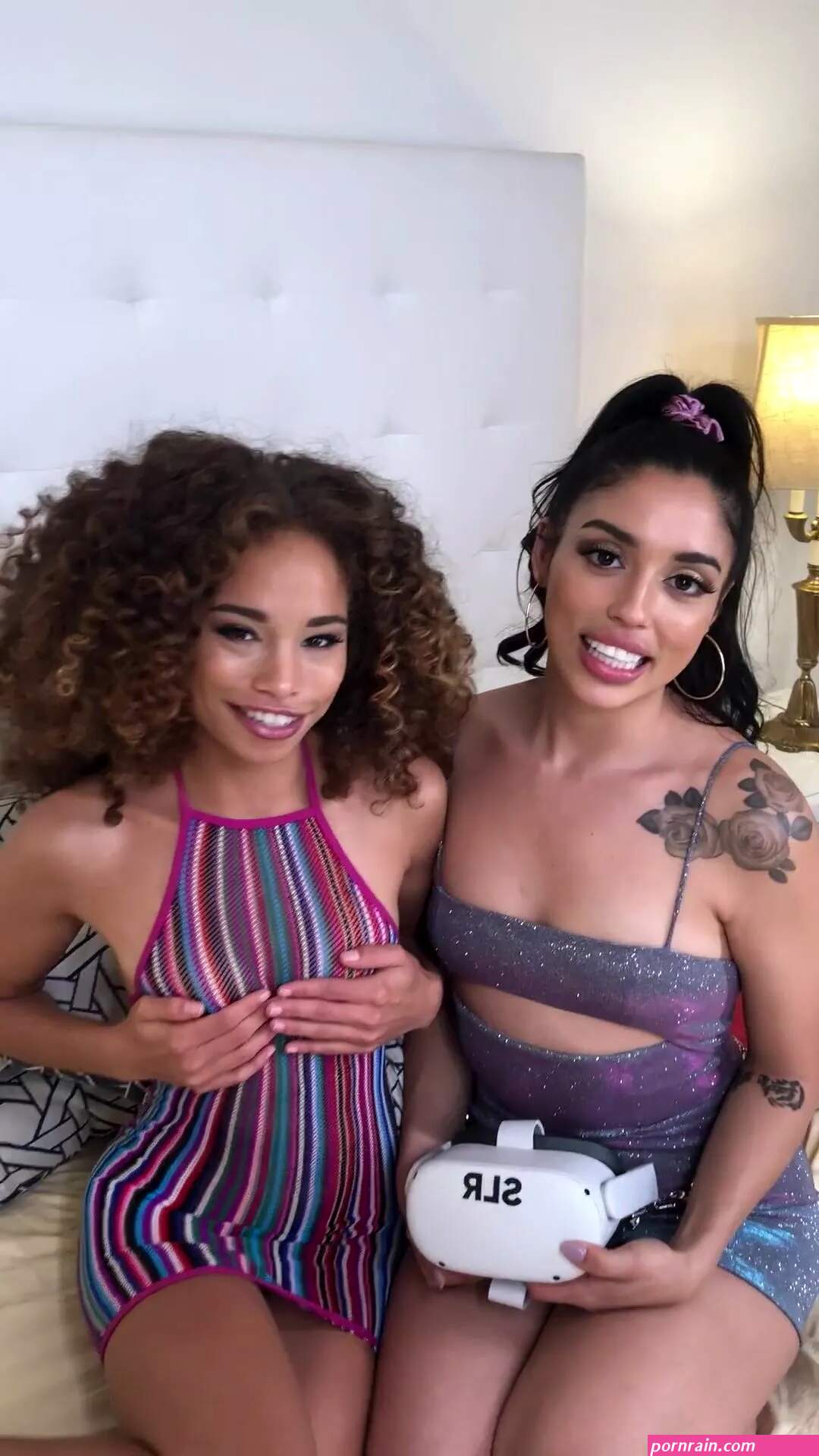 BTS with HOT babes Vanessa Sky Cecilia Lion 80s themed threesome shoot for SLR Originals