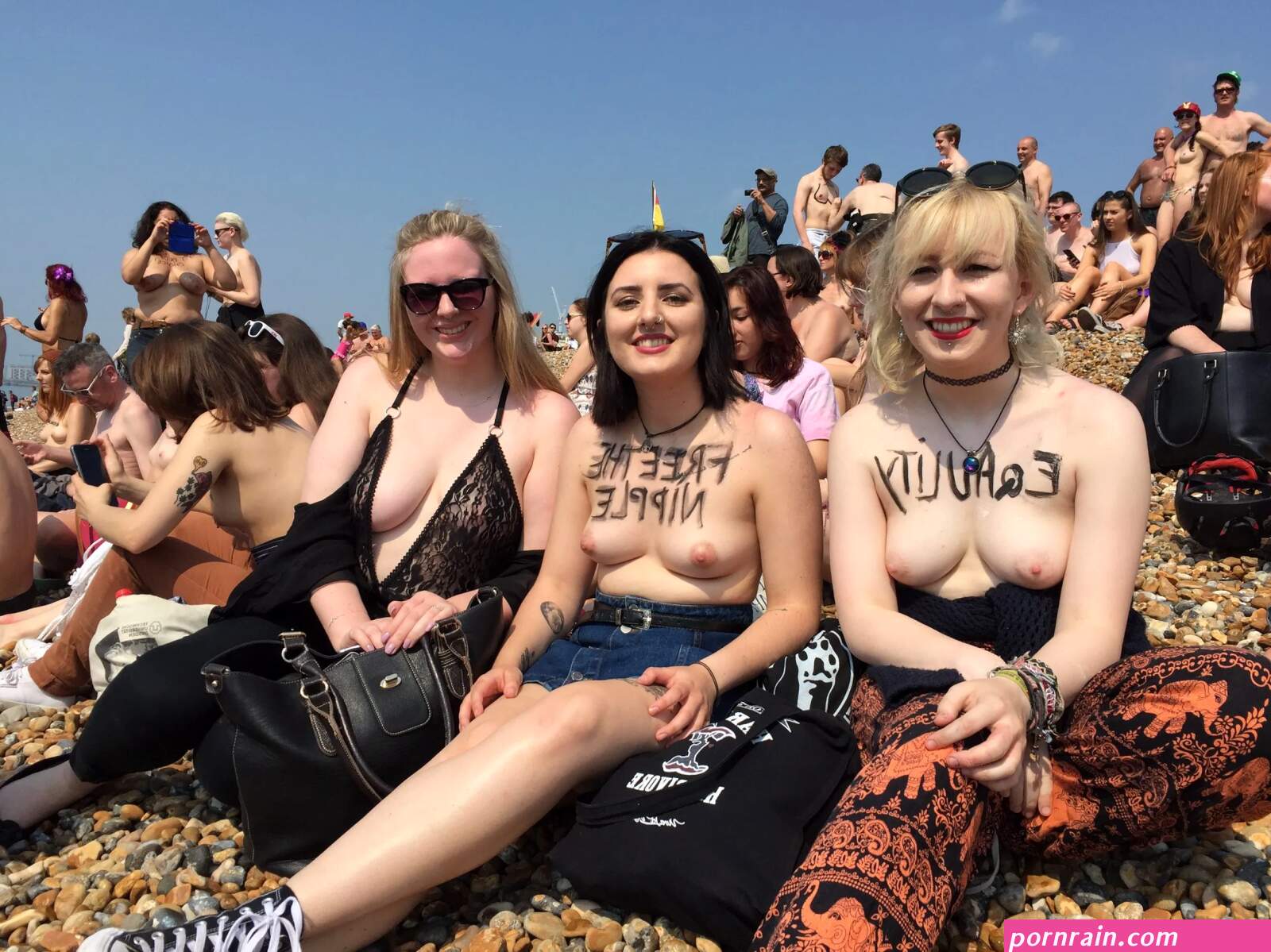 Hundreds of men and woman join Free The Nipple rally calling for bare breasts to be made more acceptable