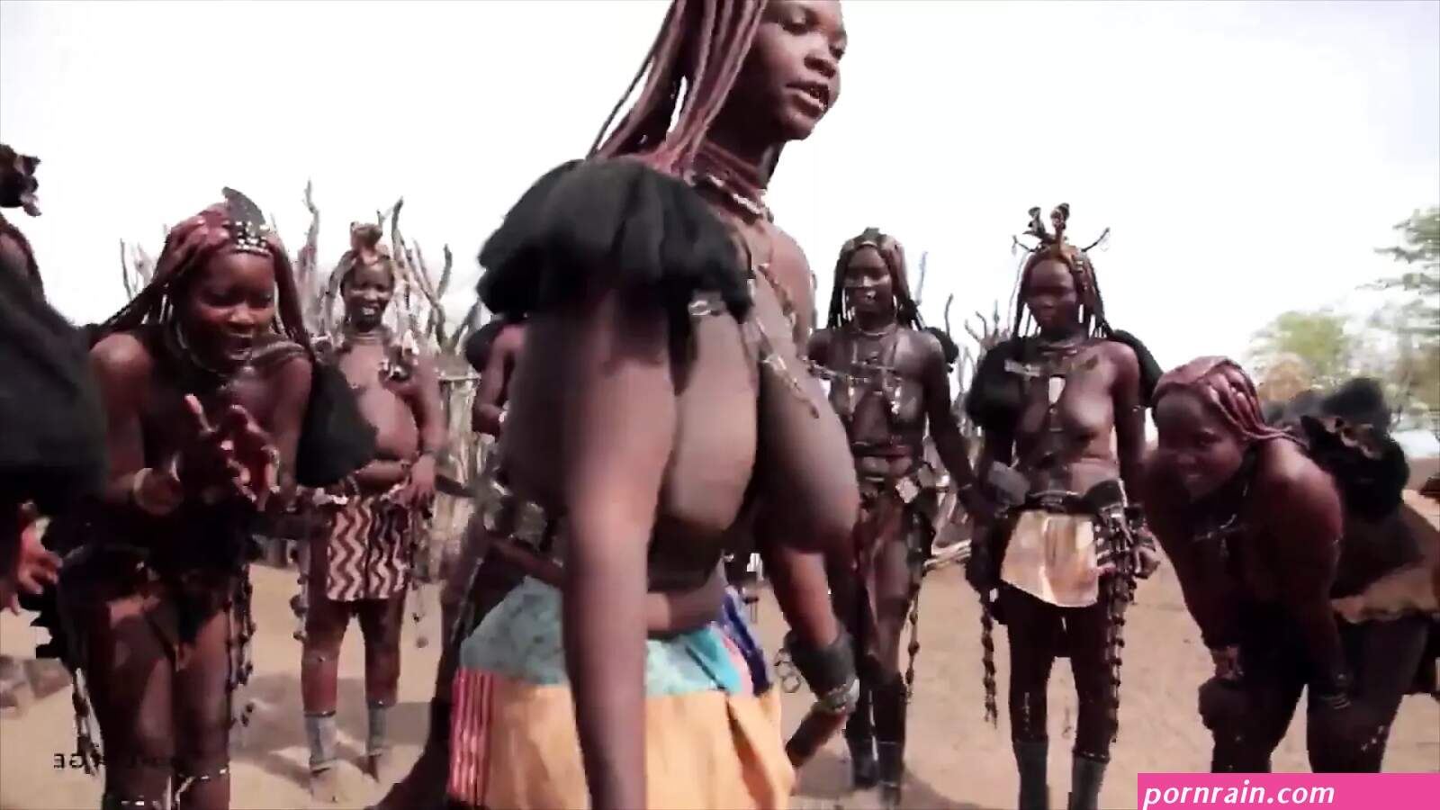 African Himba women dance and swing their saggy tits around
