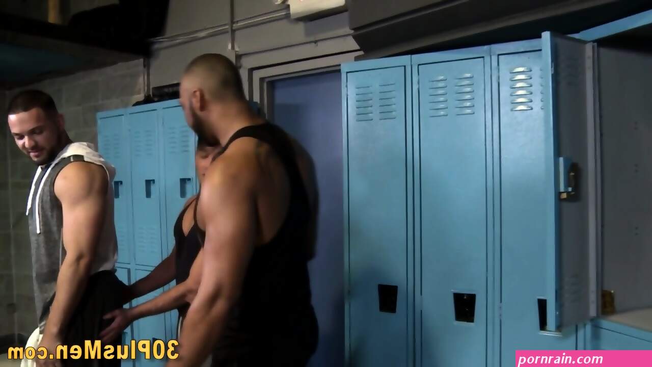 Black Cock Rides Trio Ass In Gay Locker Room
