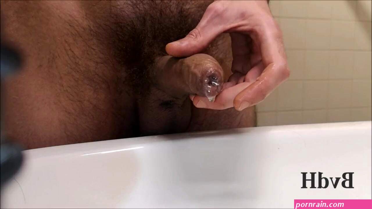Wank Slowly Hairy Uncut Fat Cock with Lots of Precum