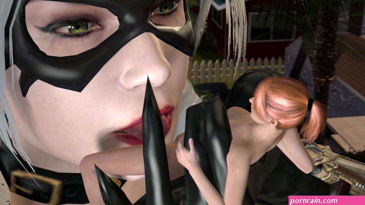 Giantess Black Cat Steals MJ and makes her Cum with her Giant Tongue