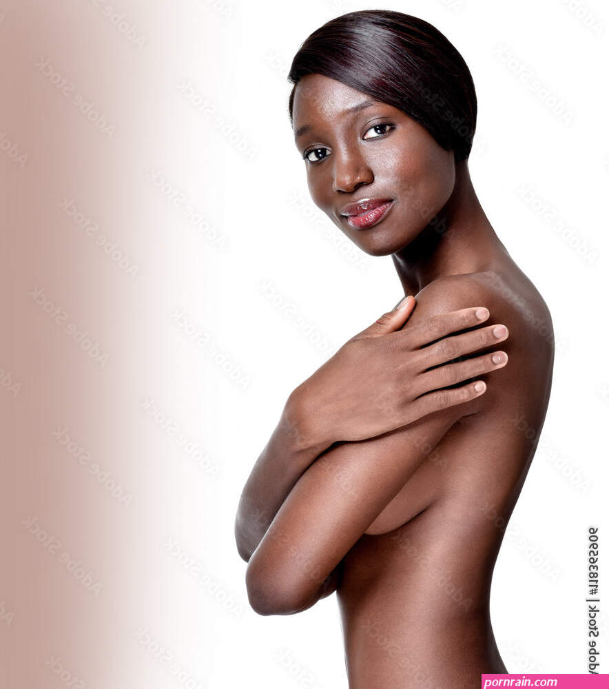 Beautiful African-American young woman with clean skin nude topl Stock Photo
