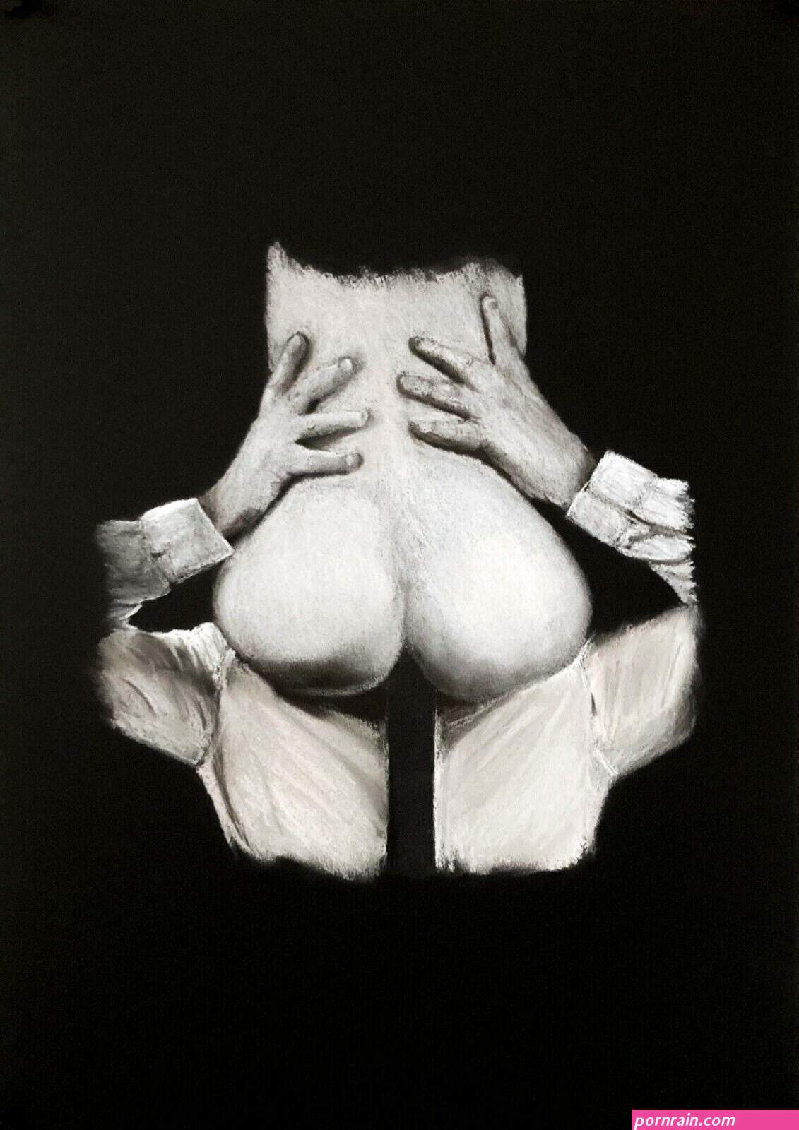 Art print of erotic spanking charcoal drawing Breakfast of champions