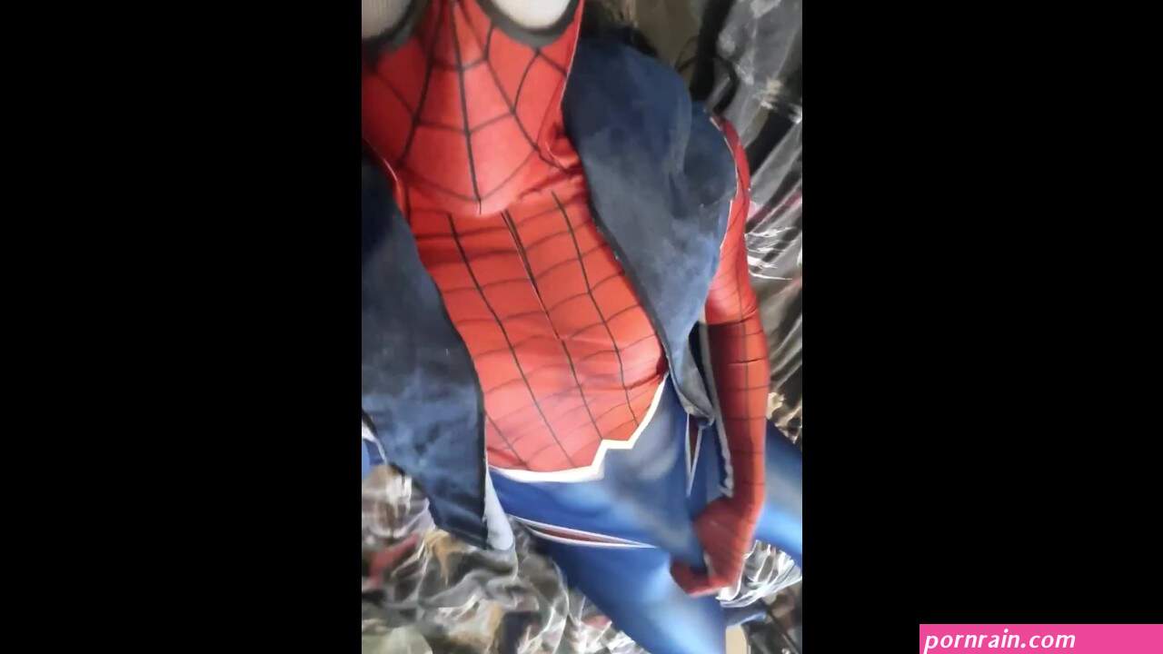 Spiderman Rubs one Out Cums in his Suit