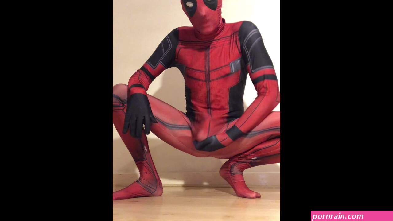 WANKING in my new DEADPOOL Outfit Rock HARD COCK Super HORNY