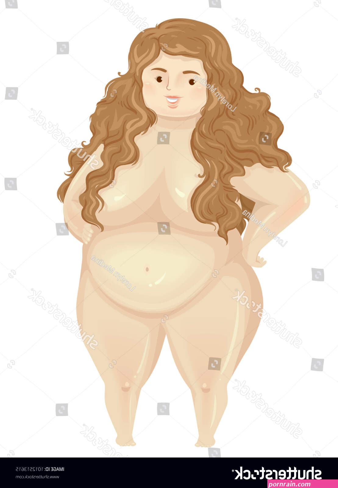 Illustration Fat Girl Long Hair Wearing Stock Vector Royalty Free 1012513615