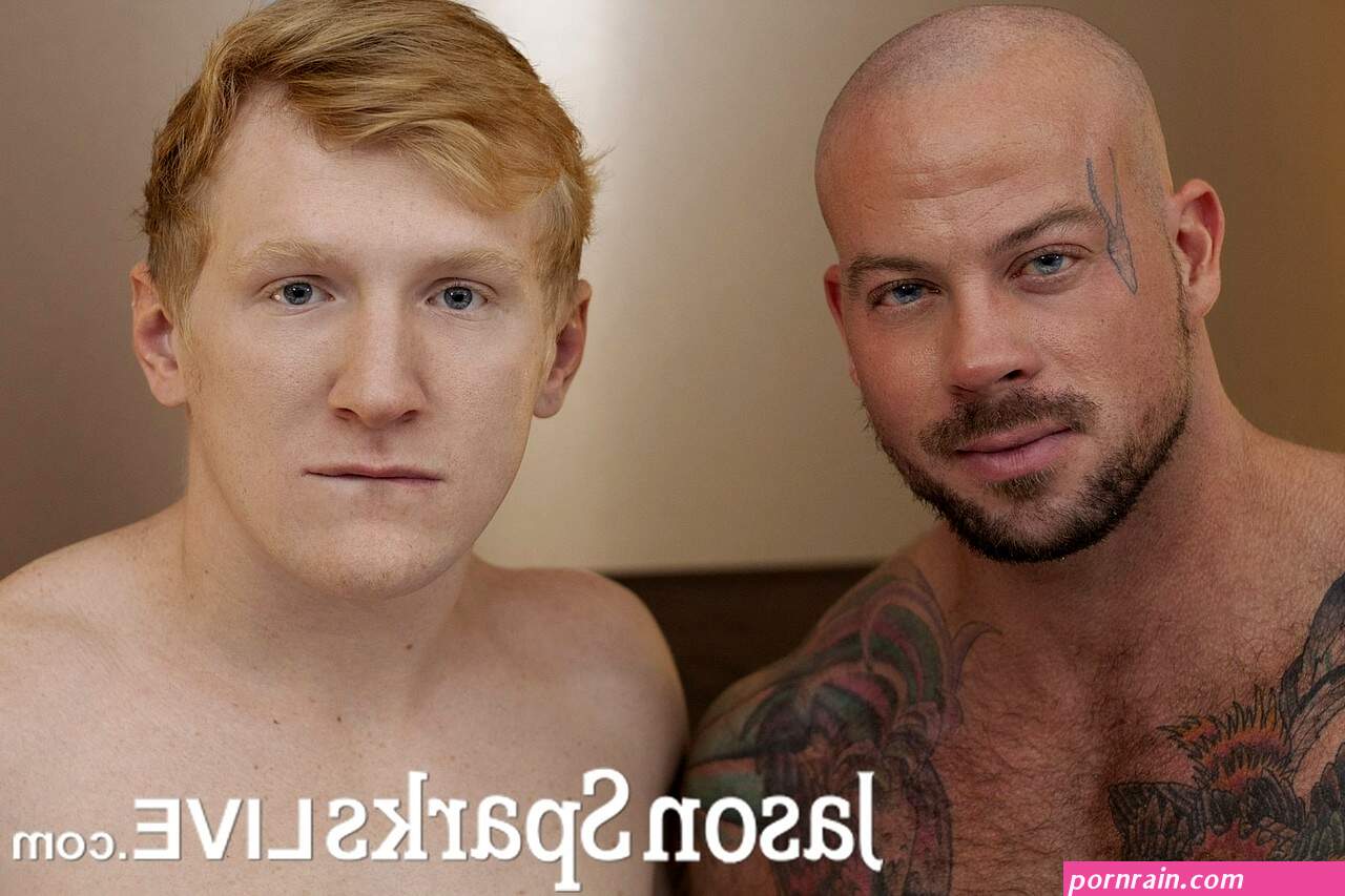 Bald muscular bear Sean Duran rims and bangs hairless gay ginger Spencer Daley
