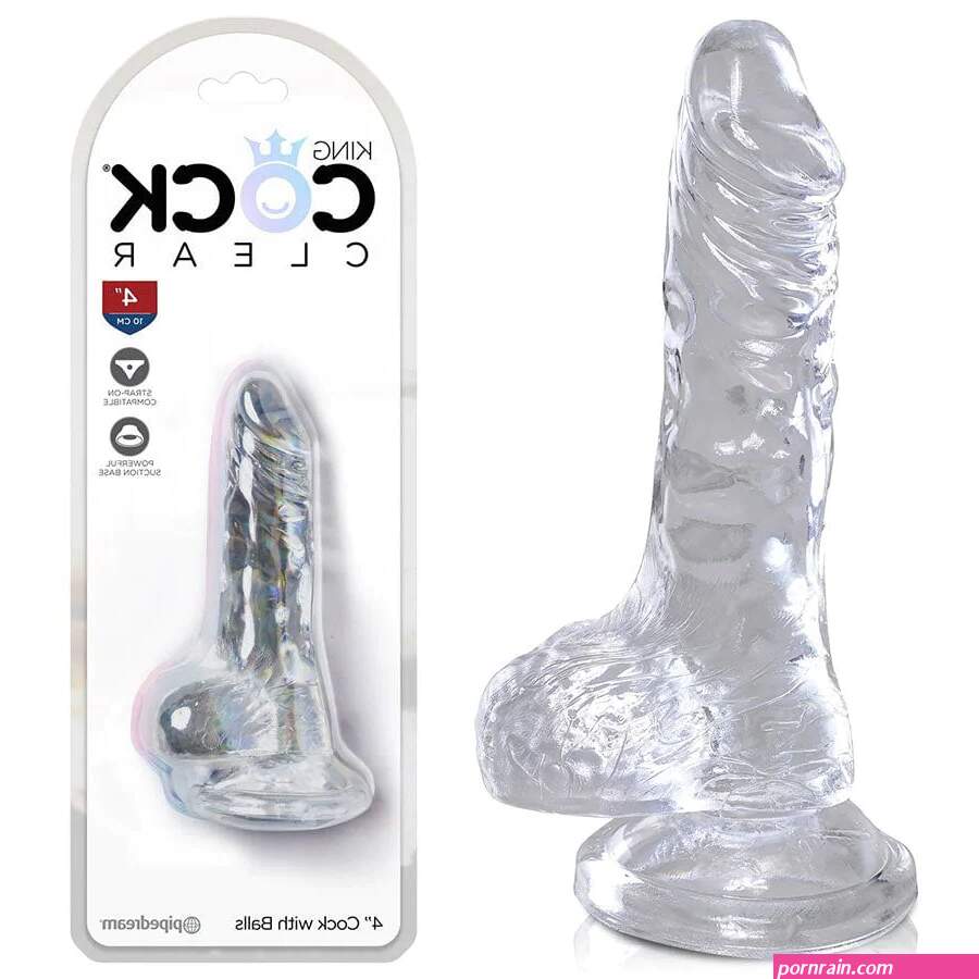 4 Inch King Cock Clear Dildo With Balls and Suction Cup