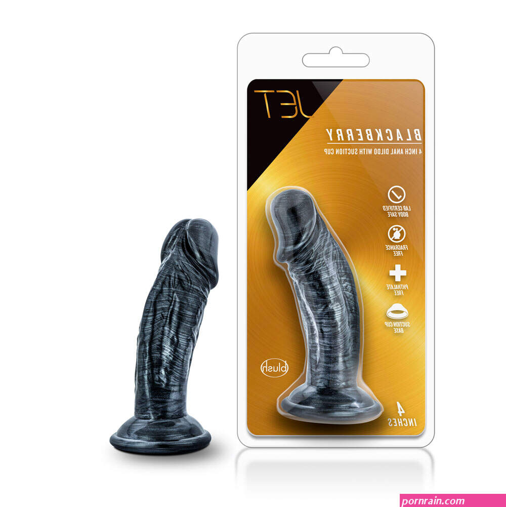 Jet Blackberry Carbon Metallic Black 4 inch Dildo