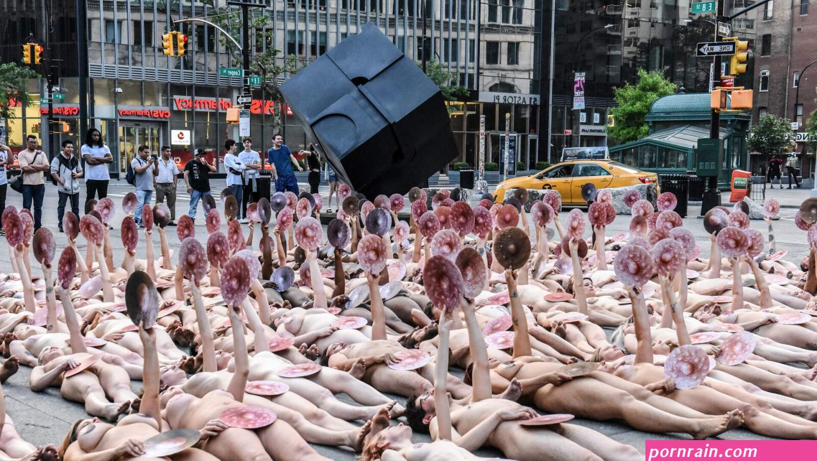 Nude Models Protest Against Female Nipple Ban in Front of Facebook HQ