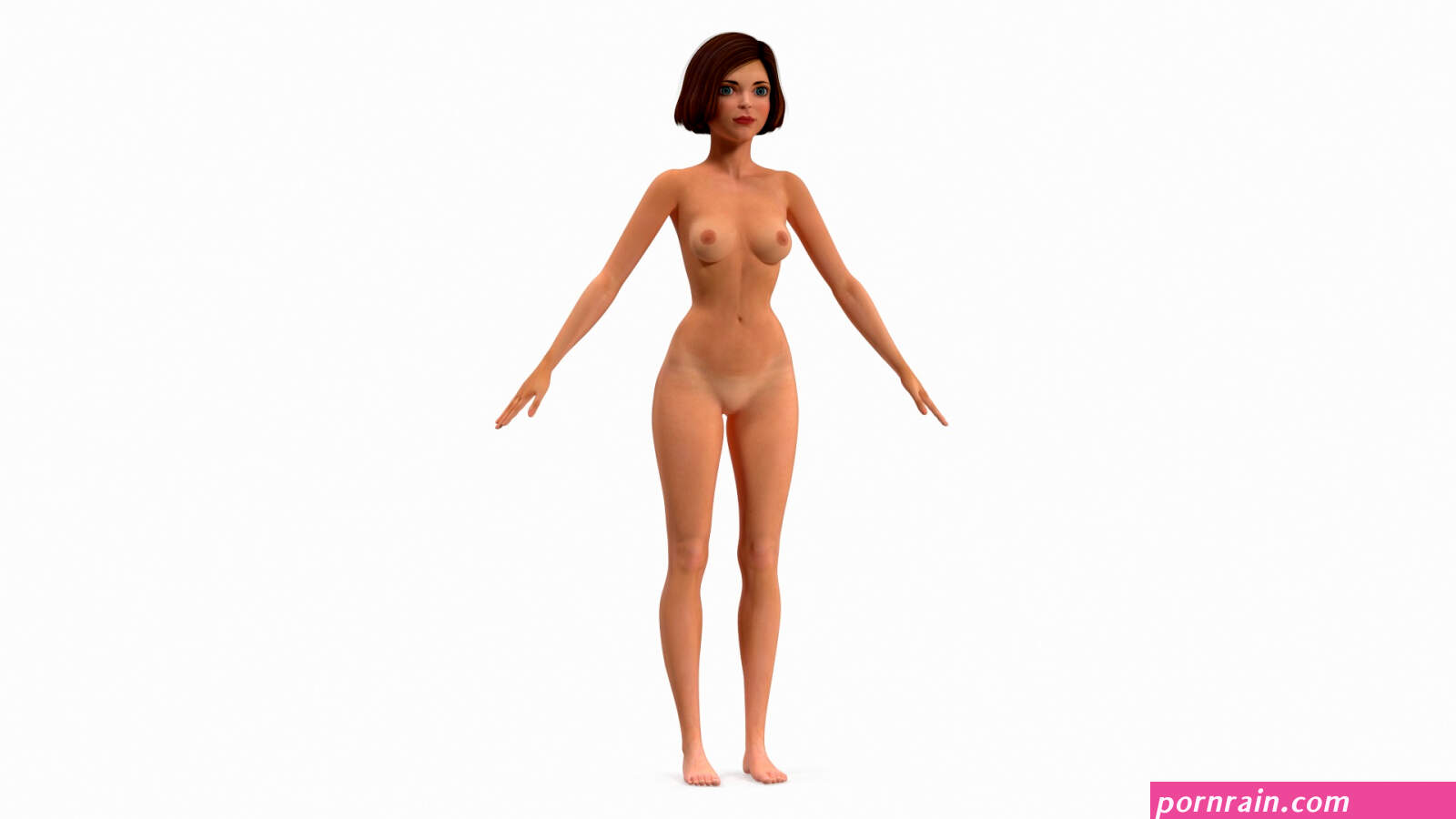 Cartoon Nude Women T-pose 3D Model