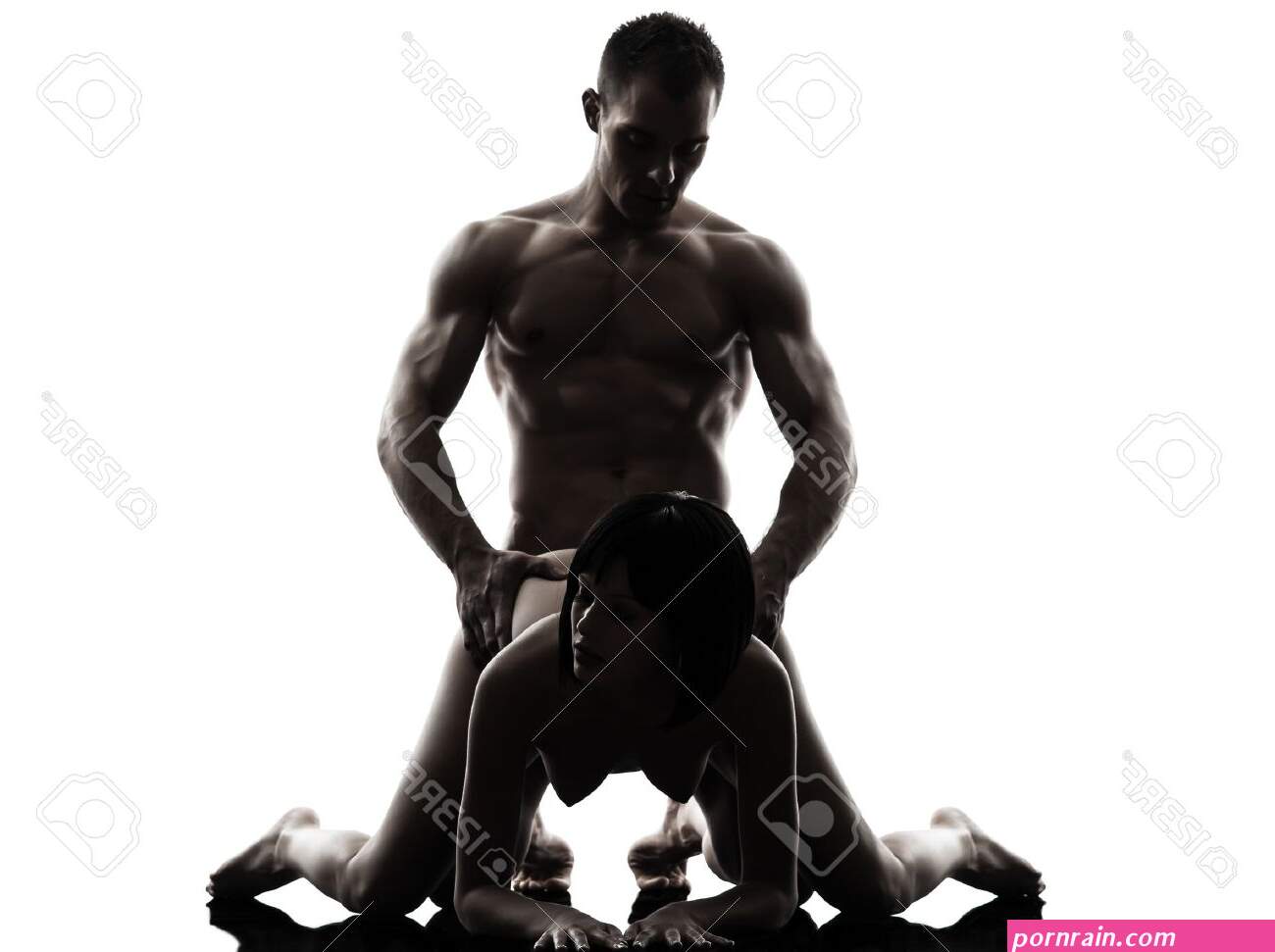One Caucasian Couple Man Woman Sexual Kamasutra Posture Love Activity In Silhouette Studio On White Background Stock Photo Picture and Royalty Free Image. Image 26232267.