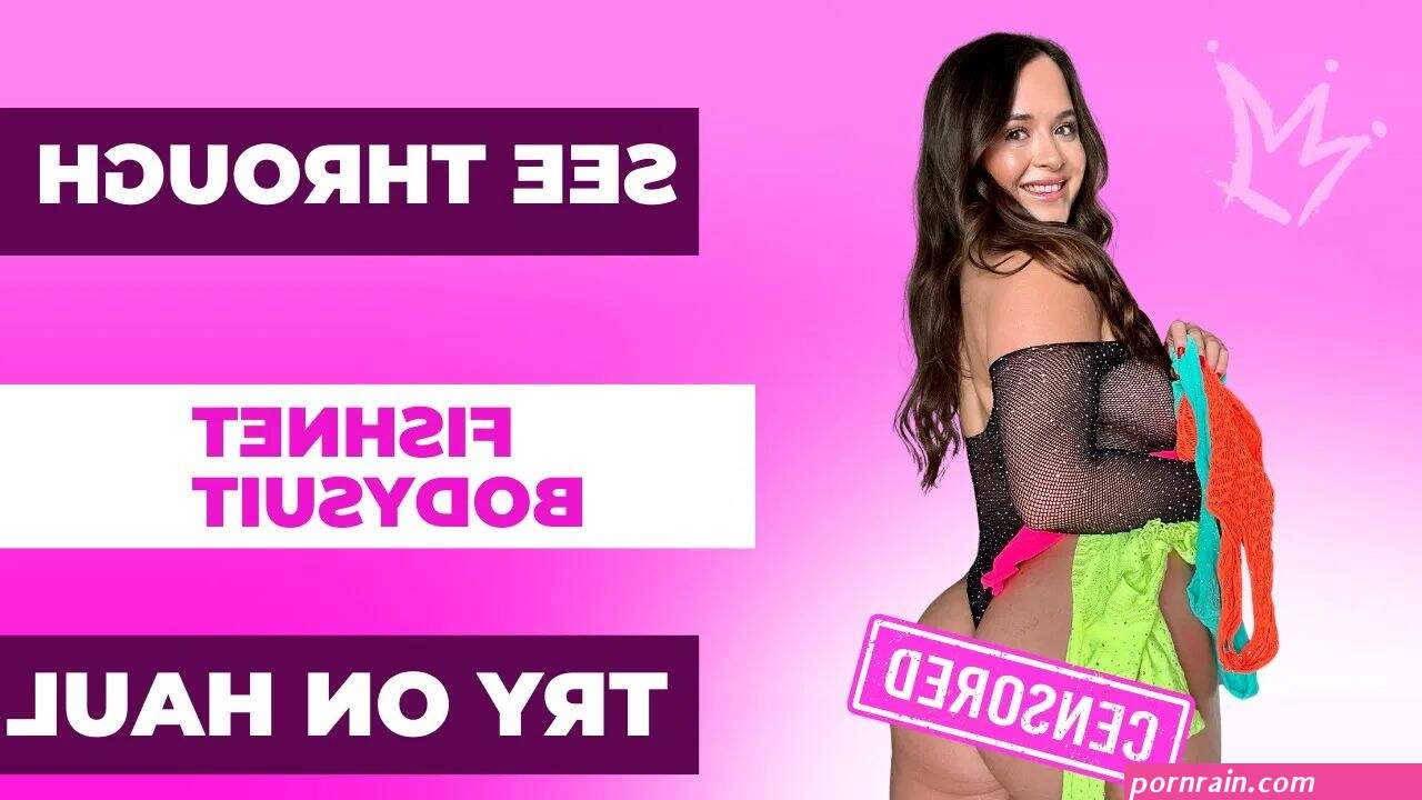 TRANSPARENT TRY ON Haul Fishnet Bodysuit with Mirror View!