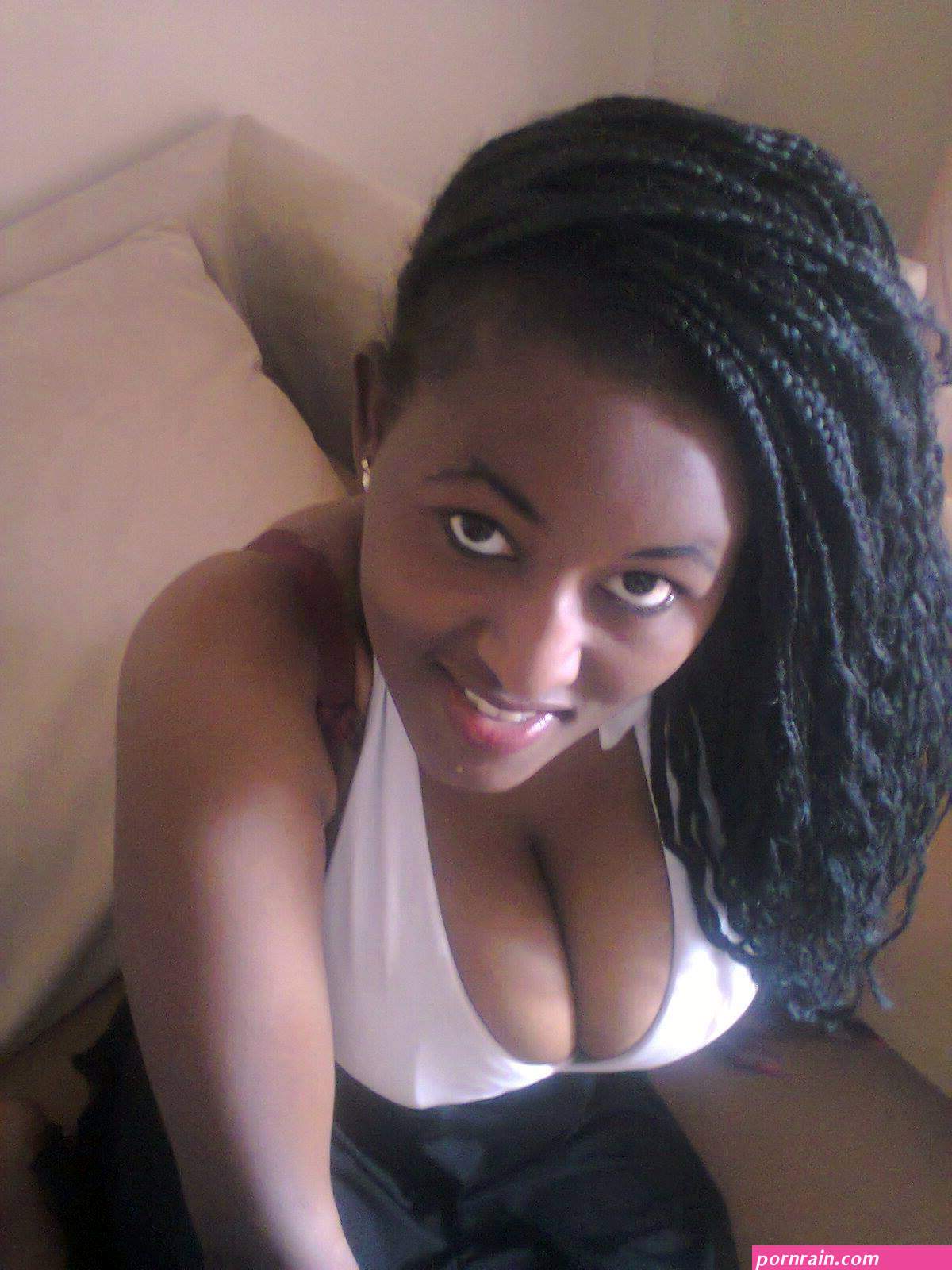 Sexy Kenyan Girl with Big Boobs Spilling From Her Shirt