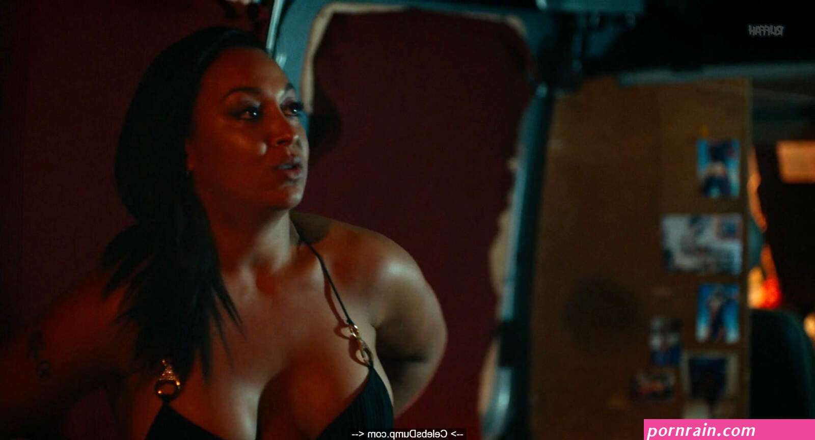 Black actress NisMya nude boobs in Amin 2018