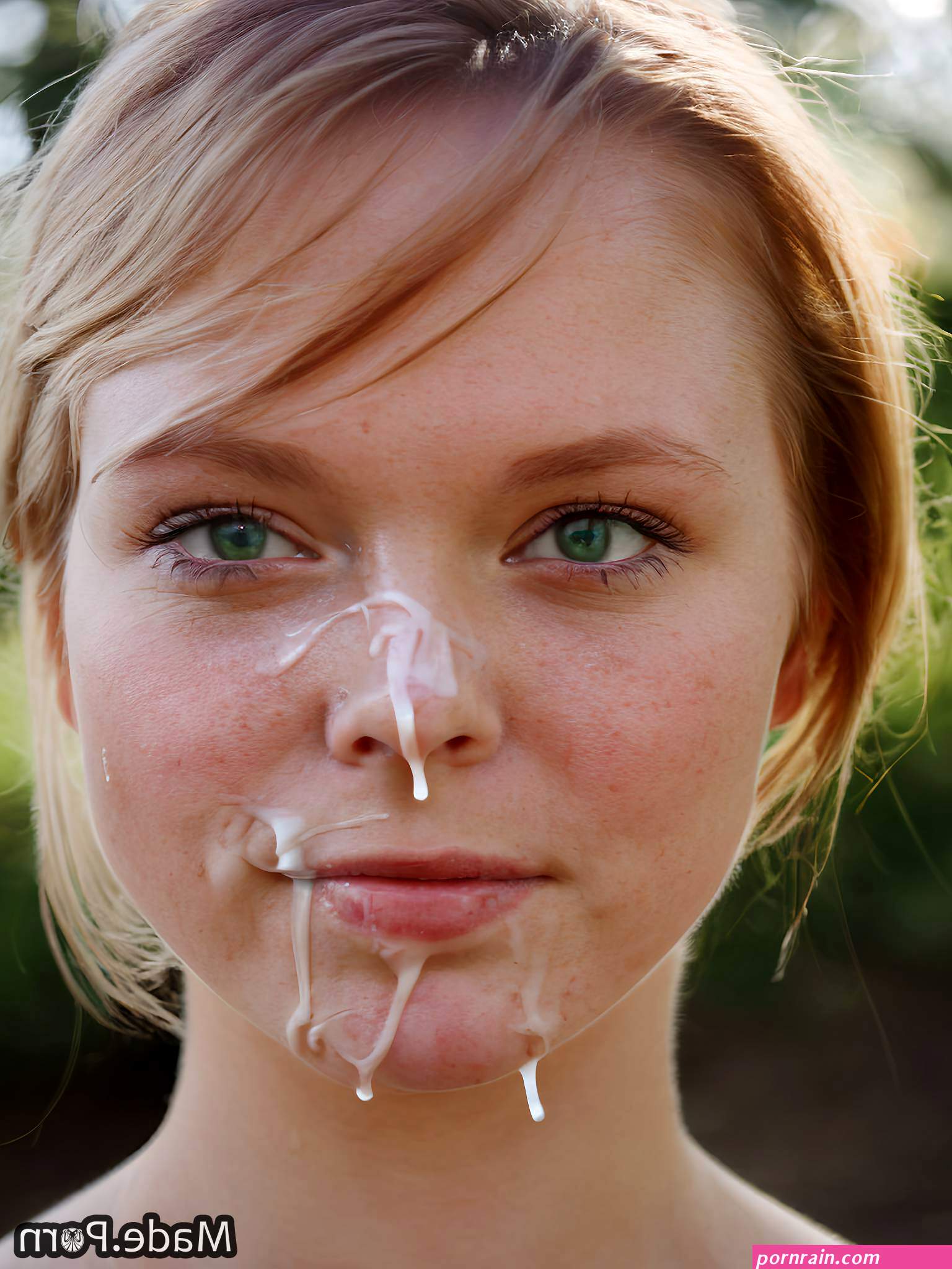 Porn image of facial white pink hair cumshot aqua short photo created by AI