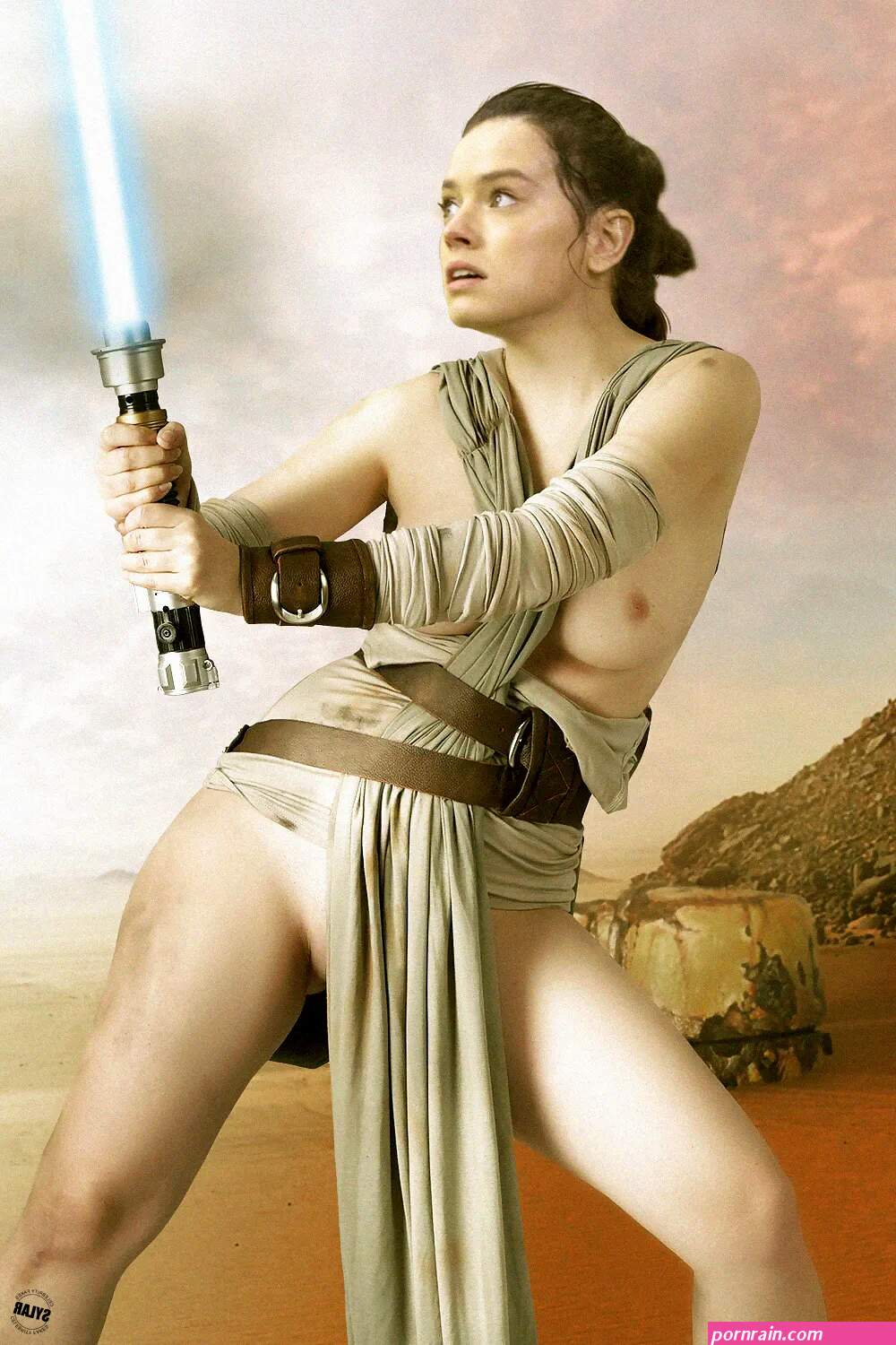 Naked rey from star wars