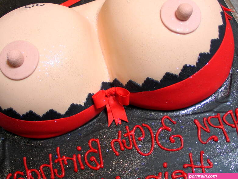 3D Boobs in red bra covered in fondant icing with painted