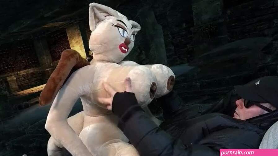Plush Sex Doll Fantasy With Down Suit in the Crypt. Huge Tits Monster Succubus!