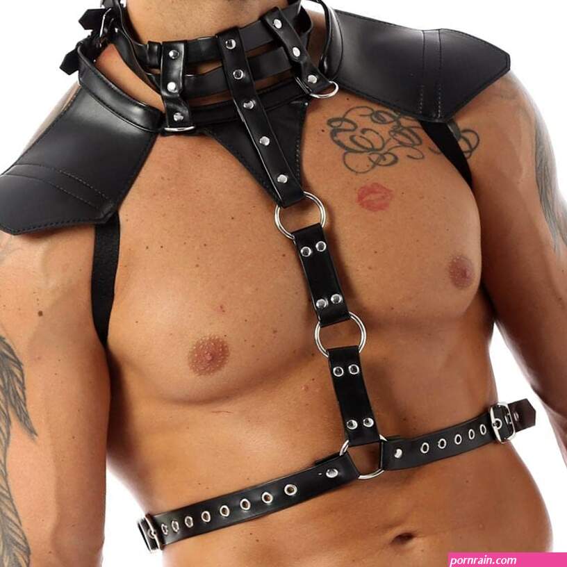 Mens Body Harness Erotic Lingerie For Sex Leather Halter Neck Buckles Chest Harness Belt Metal O-rings Fancy Costume Straps