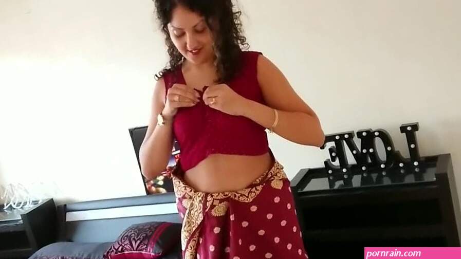 Indian red saree Bhabhi caught watching porn by Devar fuck desi hindi audio