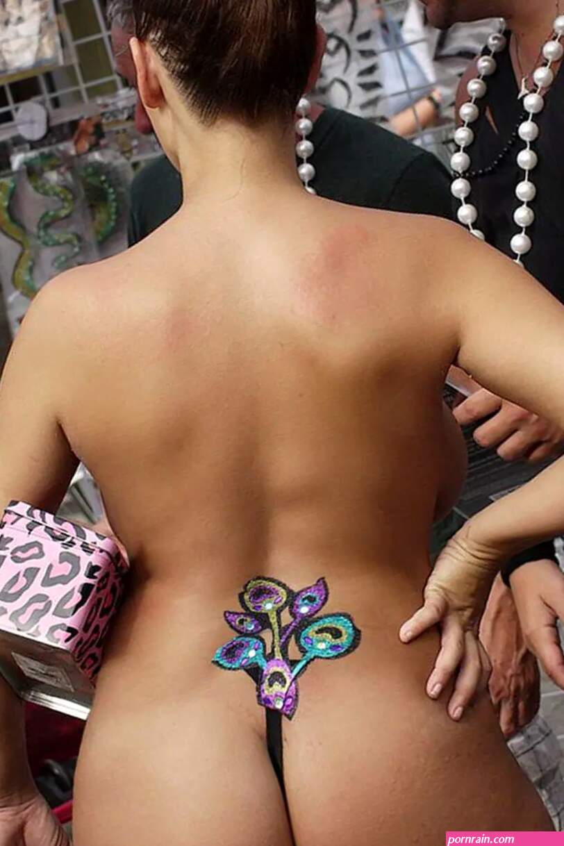 Nude body paint in public