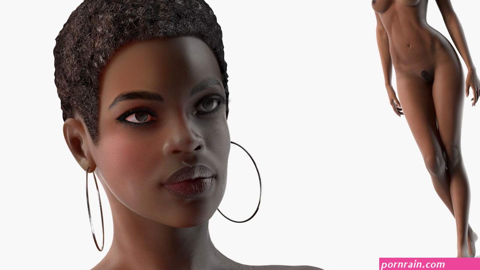 Mujer desnuda de piel oscura aparejada Modelo 3D 199