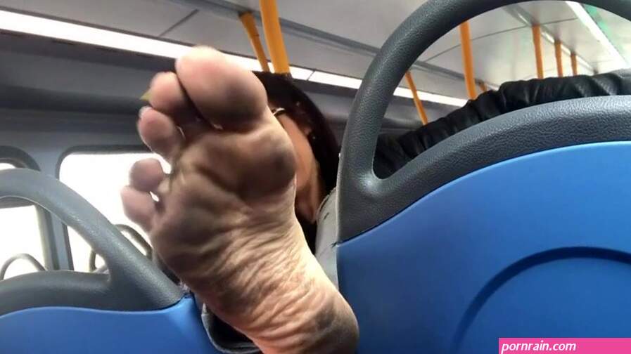 Cum dirty feet on bus
