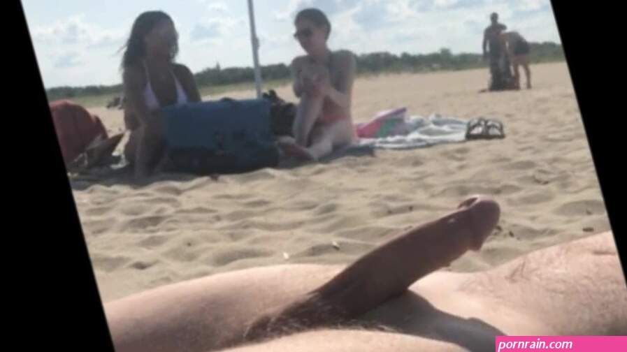 Get hard and cum on the beach