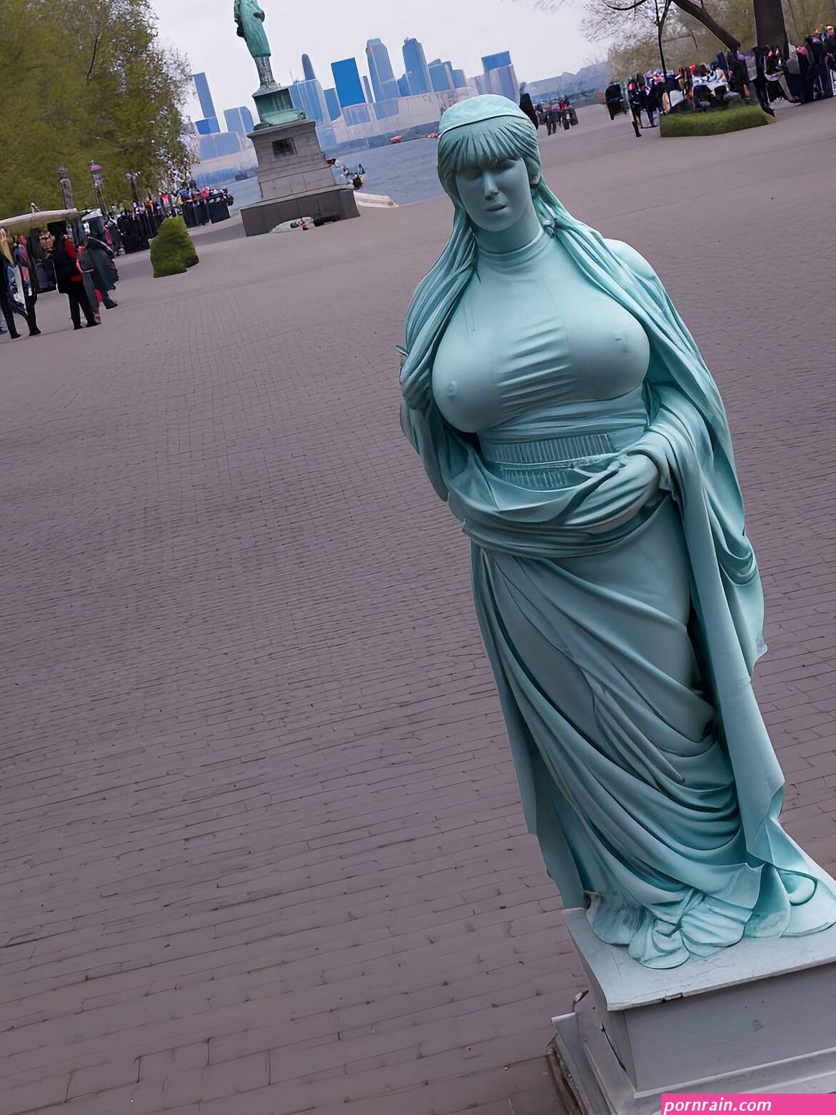 Porn image of pawg saggy tits woman Statue of Liberty New York City fat 40 photo created by AI