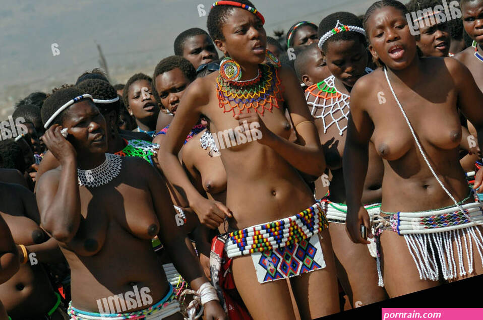 Thousands Zulu maidens participate in Reed Dance where girls after undergoing a virginity test lay reeds King Goodwill Stock Photo