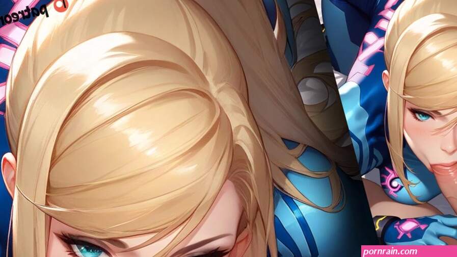 Samus Aran surprises with her cock sucking skills!