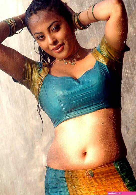 Meenakshi Hot Navel Pics In Wet Pavada Blouse Photos South Actress