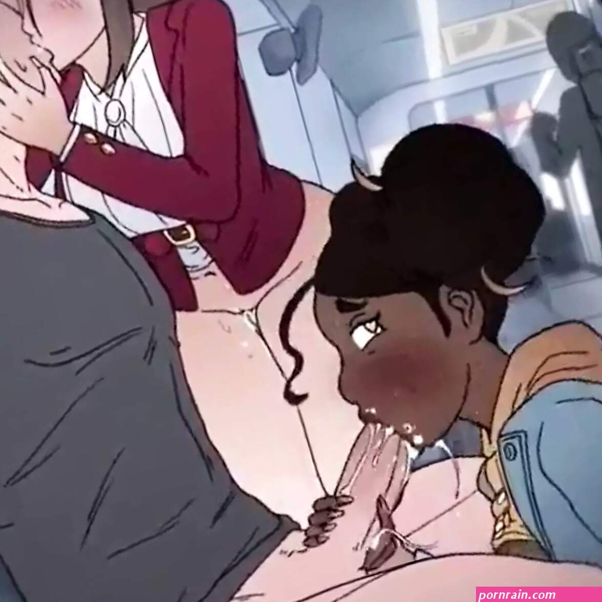 Threesome Sex in the Train Animation Uncensored: Venezuelan Parody Porn