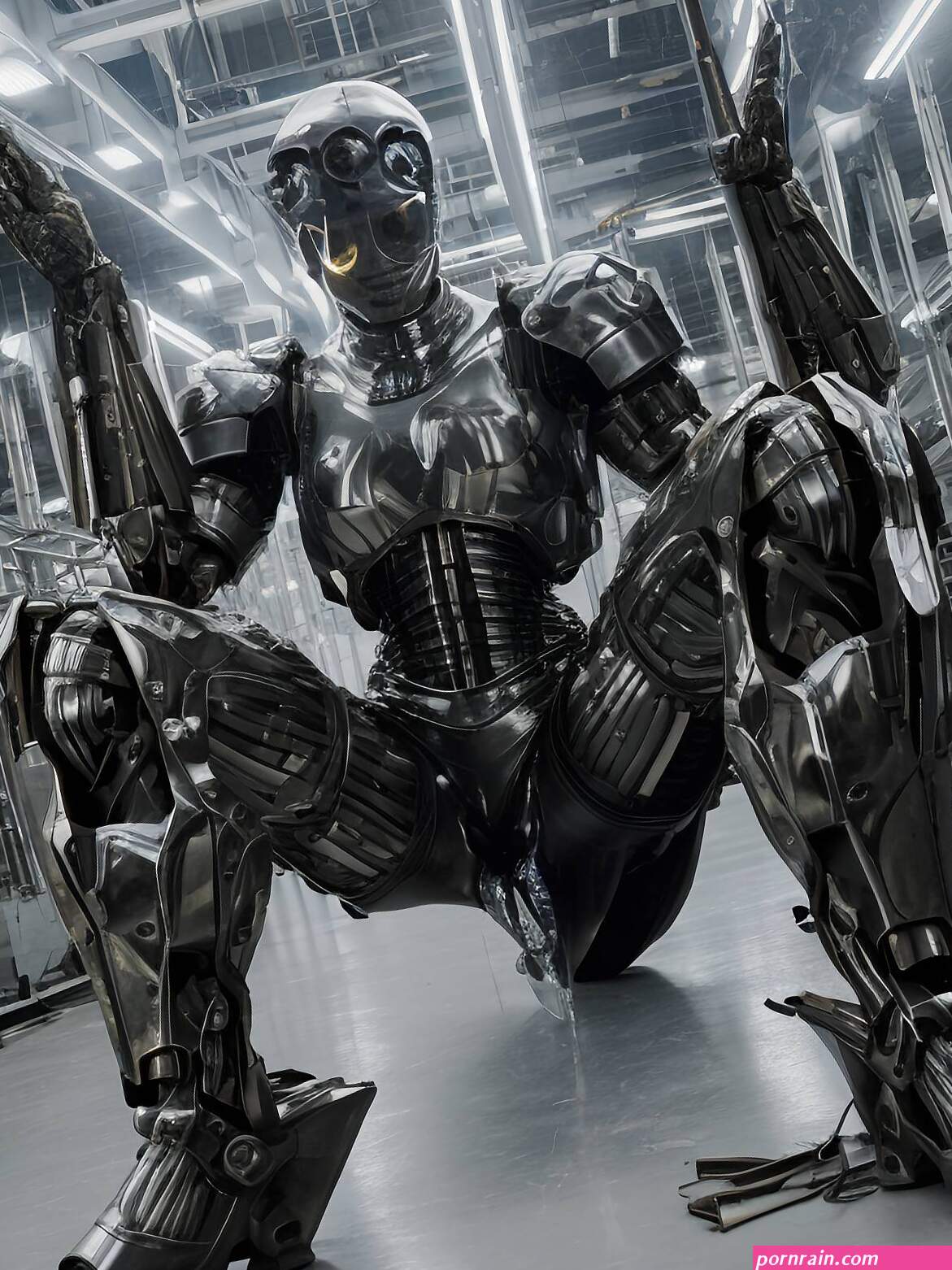 Porn image of black woman big hips 30 robot alien planet blowjob created by AI