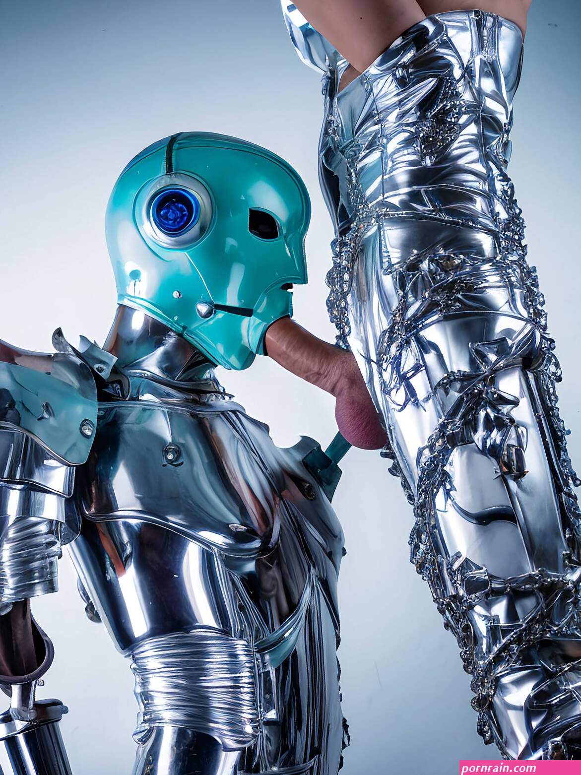 Porn image of blowjob chrome sapphire vivid glow silver patina created by AI
