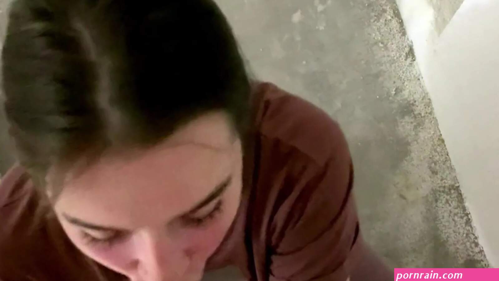 PersonalLife gives a sloppy blowjob in the stairwell in POV action
