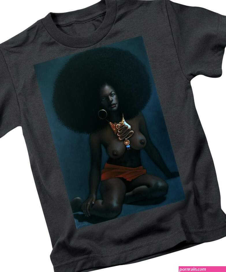 Nude Black Afro Woman 70s vintage style Original Oil painting Velvet R63 Kids T-Shirt by Ramirez