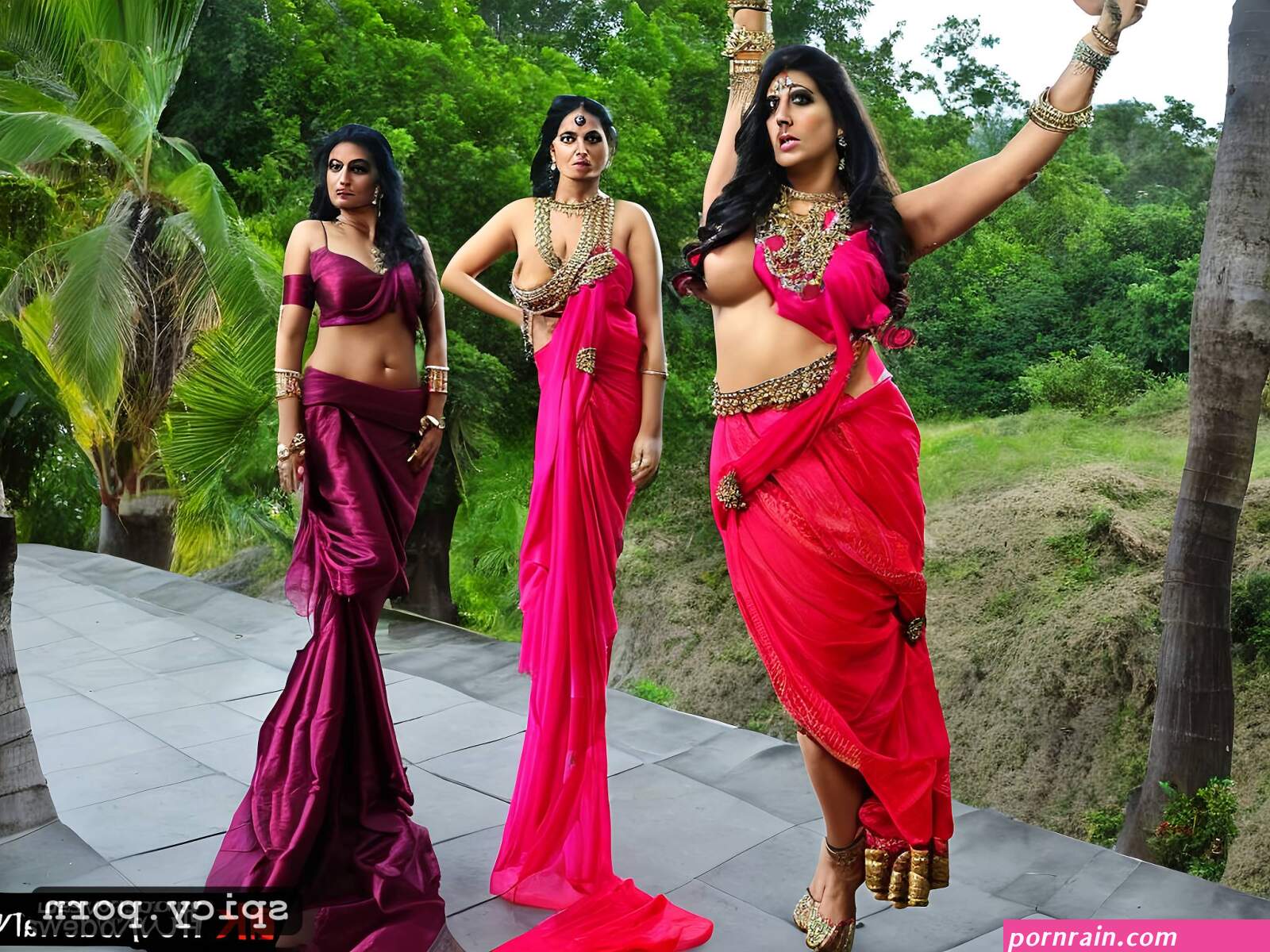 Semi nude in saree